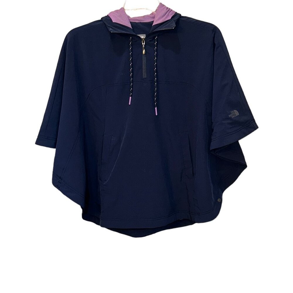 The North Face Vida Poncho Hooded Cosmic Blue Size XS‎ Rain Outdoor Weather Hood